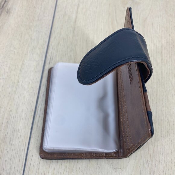 Roots Leather Vintage Card Holder Bi Fold 2 Tone Unisex - Picture 4 of 10